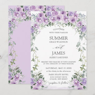 Chic Lila Lilac Rose Blumengarten Hochzeit Einladung