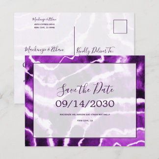 Chic Lila Marble Gefärbte Krawatte Hochzeit speich Ankündigungspostkarte