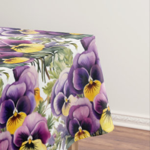 Chic Lila Pansy Stiefmütterchen Tischdecke