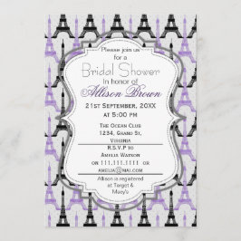 Chic Lila Paris Eiffel Tower Brautparty Einladung