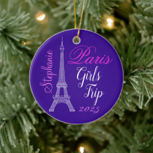 Chic Lila Paris Eiffel Tower Girls Tour Keramik Ornament