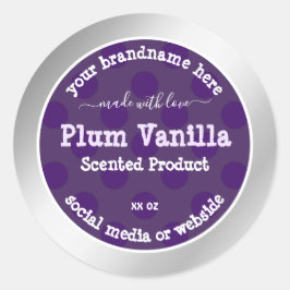 Chic Lila Product Packaging Labels Silver Frame Runder Aufkleber