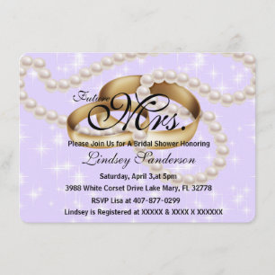Chic-lila Ringe mit den Braut Perlen laden ein Einladung