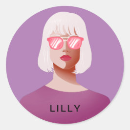 Chic lila und elegant runder aufkleber