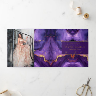 Chic Lila und Gold Sweet 16 Party Einladungen