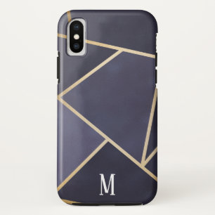 Chic lila und goldenes abstraktes Monogramm Case-Mate iPhone Hülle