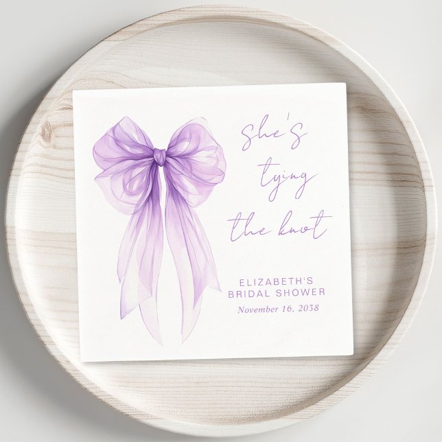 Chic-lila Wasserfarbe-Schleife Junggesellinnen-Abs Serviette (Chic Purple Bow Watercolor Bridal Shower Napkins)