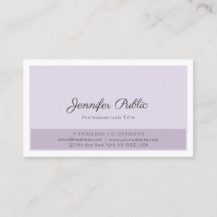 Chic-lila weißes glattes berufliches elegantes visitenkarte