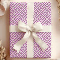 Chic Lila & White Greece Key Maze