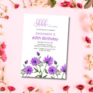 Chic Lila Xeranthemum Blumenüberraschung Geburtsta Einladung