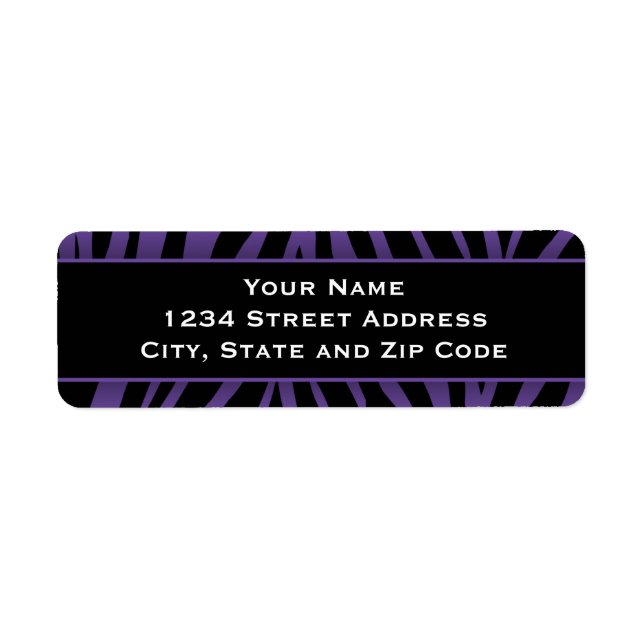 Chic Lila Zebra Stripes Rücksendeadressen-Aufklebe (Vorne)