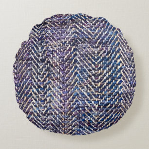 Chic lila Zickzack Muster Rundes Kissen