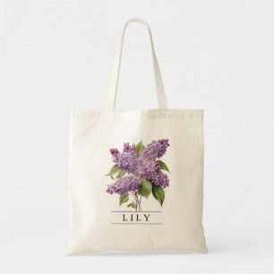 Chic Lilac Floral Botanical-Personalize-Budget Tragetasche