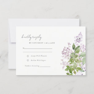 Chic Lilac Floral Wreath Hütte Garden Wedding RSVP Karte