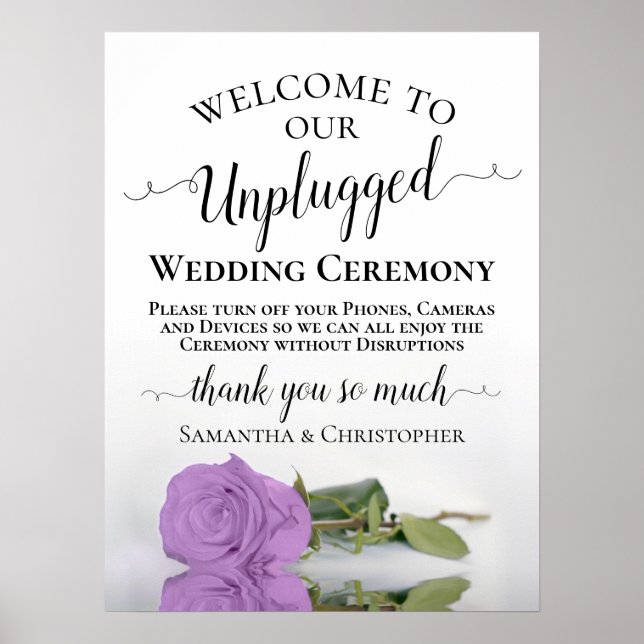 Chic Lilac Lila Rose Unplugged Wedding Zeremonie Poster (Vorne)