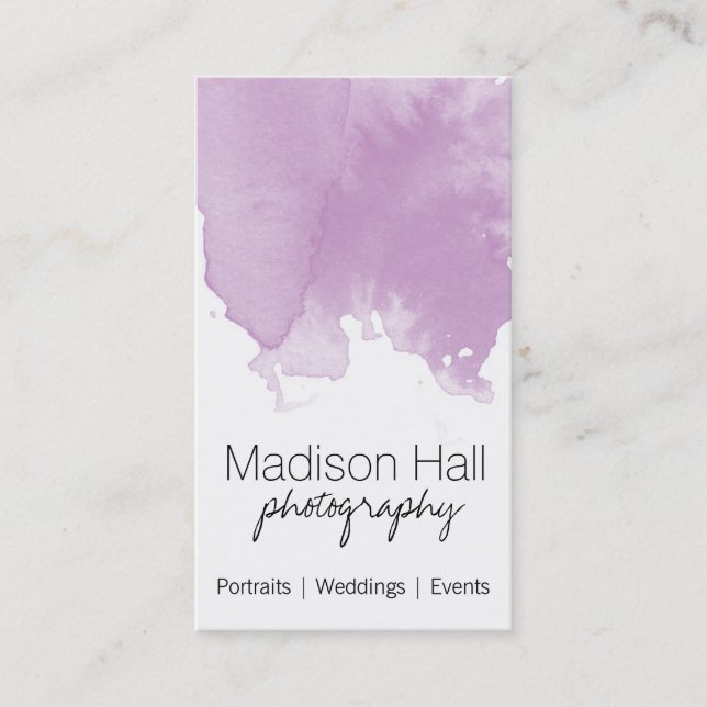 Chic Lilac Watercolor Business Card Visitenkarte (Vorderseite)