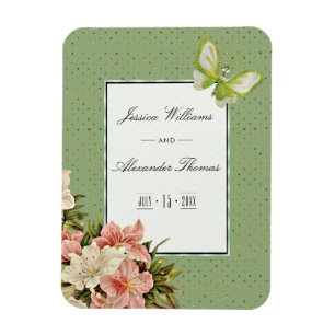 Chic Lilies & Gem Butterfly Hochzeit Magnet