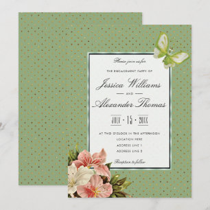 Chic Lilies & Gem Butterfly Verlobung Einladung
