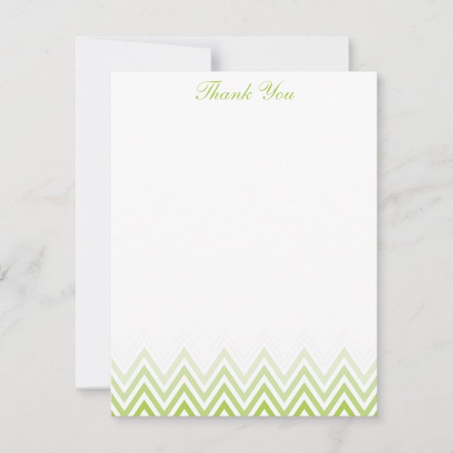 Chic Lime Green Ombre Chevrons Mitteilungskarten (Vorderseite)