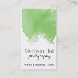 Chic Lime Green Watercolor Business Card Visitenkarte