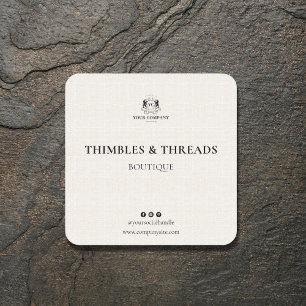 Chic Linen Business Logo Name Marketing Classic Quadratischer Aufkleber