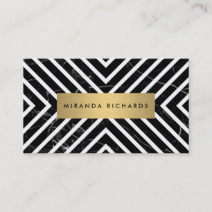 Chic Lines Black Marble White Stripes II Visitenkarte