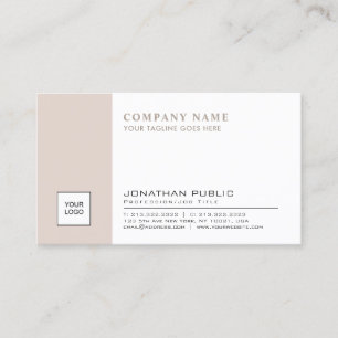 Chic Logo Plain Company schlichtes beige weißes Visitenkarte