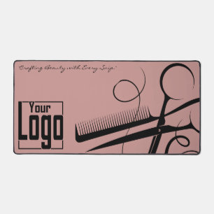 Chic Logo Tagline Haarstylist Tools Black Pink Schreibtischunterlage