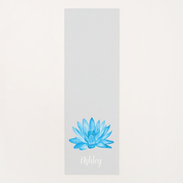 chic lotus baby blue personalized script yogamatte (Vorderseite)