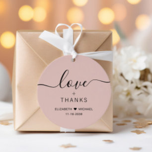 Chic Love And Thanks Rosé Hochzeit Geschenkanhänger
