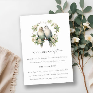 Chic Love Birds Botanischer Kranz Hochzeit Empfang Begleitkarte