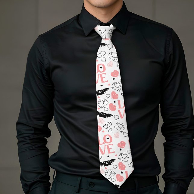 Chic Love Lettering Hand Drawn Heart Tie Krawatte (Chic Love Lettering Hand Drawn Heart Tie)