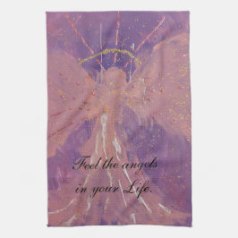 Chic love pink violet angel geschirrtuch