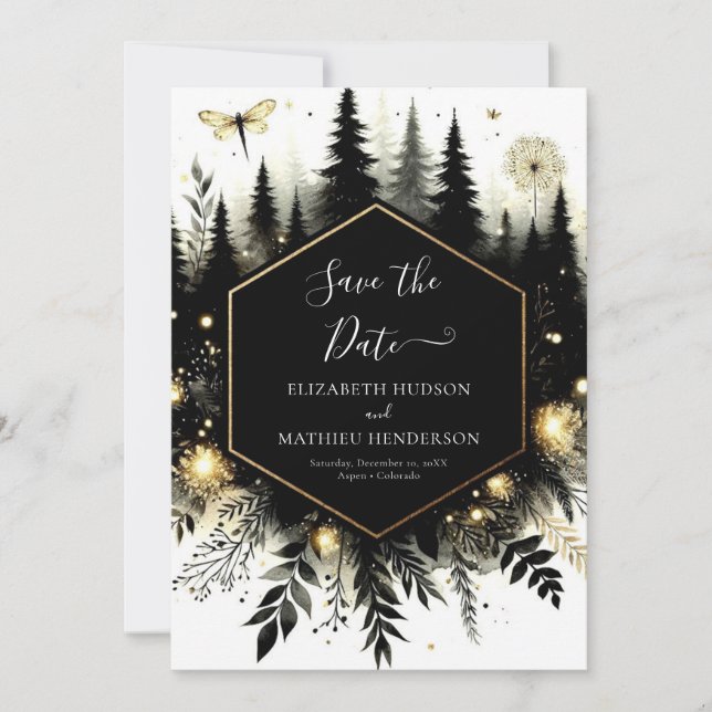 Chic Lovely Enchanted Forest Wedding Save The Date (Vorderseite)