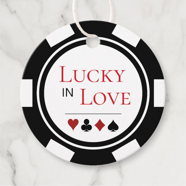 Chic Lucky in der Liebe Schwarz-weißer Poker Chip  Geschenkanhänger (Vorderseite)