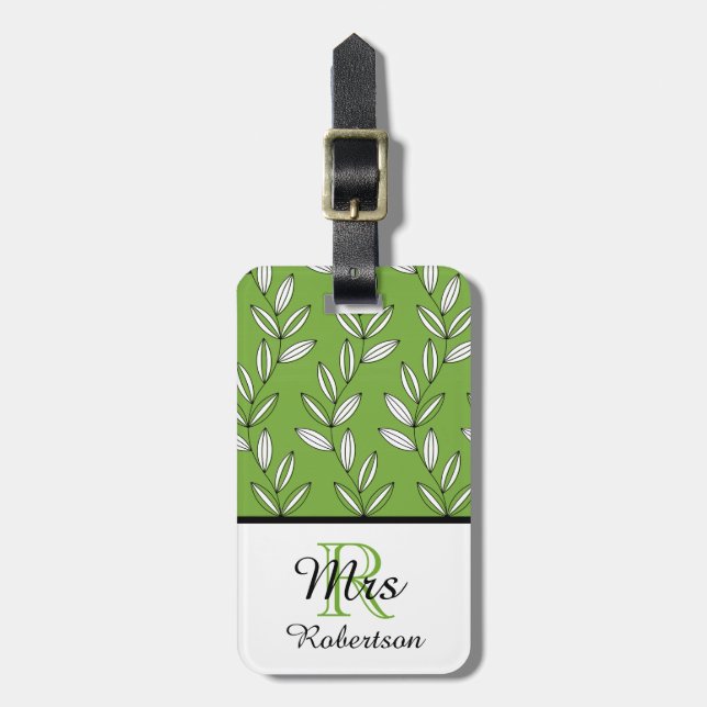 CHIC LUGGAGE/BAG TAG_ " Frau " GREEN/WHITE Gepäckanhänger (Vorderseite vertikal)