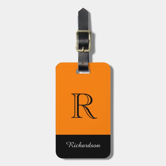 CHIC LUGGAGE TAG_BLACK/ORANGE/WEISS GEPÄCKANHÄNGER (Vorderseite vertikal)