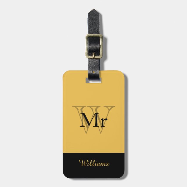 CHIC LUGGAGE TAG_"Herr" GOLD/BLACK Gepäckanhänger (Vorderseite vertikal)