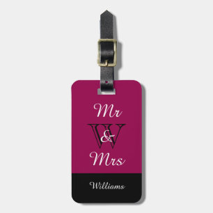 CHIC LUGGAGE TAG_"Mr & Mrs." RASBERRY/BLACK/WHITE Gepäckanhänger