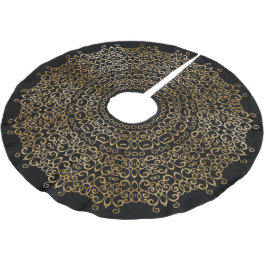CHIC LUXURY BLACK & GOLD CHRISTMAS DAMASK CLASSY B POLYESTER WEIHNACHTSBAUMDECKE