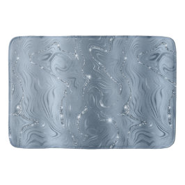 Chic Luxury Dusty Blue Silver Glitzer Badematte