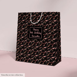 Chic Luxury Gift Bag Rose Gold Glitter and Black Mittlere Geschenktüte