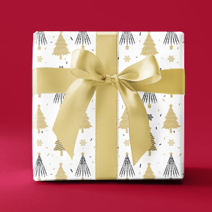 Chic Luxury Modern Gold Weihnachtsbaumen Geschenkpapier