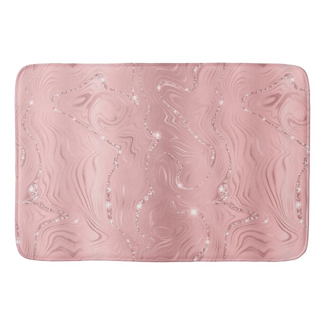Chic Luxury Pink Silver Glitzer Badematte (Vorderseite)
