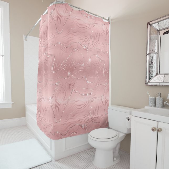 Chic Luxury Pink Silver Glitzer Duschvorhang (Beispiel)