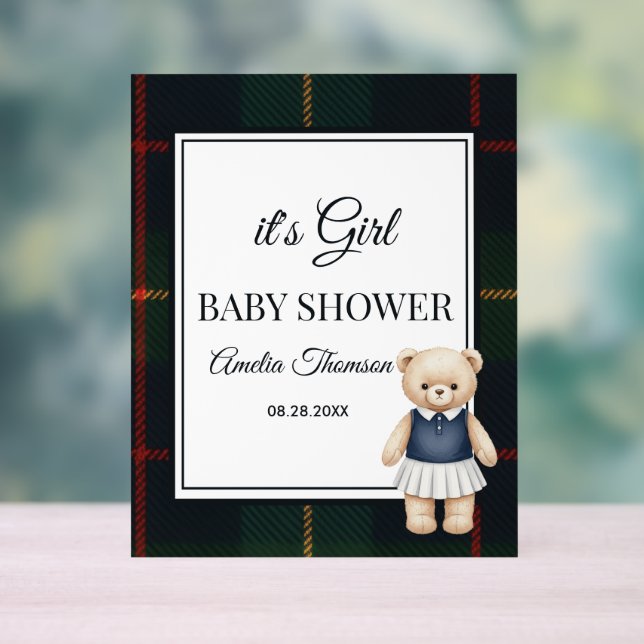 chic Luxury Teddy Bear baby shower  Acrylschild (Neutral)