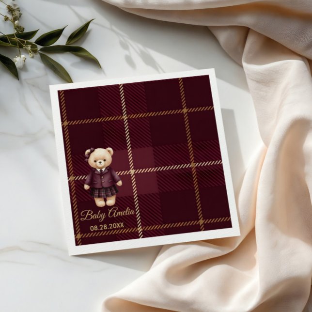 Chic Luxury Teddy Bear baby shower Serviette (Von Creator hochgeladen)