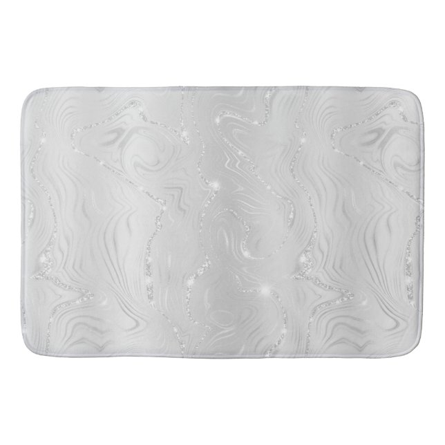 Chic Luxury White Silver Glitzer Pattern Badematte (Vorderseite)