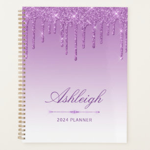 Chic Luxus Glitter Tropfen Lila 2024 Planer