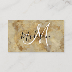 Chic Luxus Vintag Gold Marmor Muster Monogramm Visitenkarte